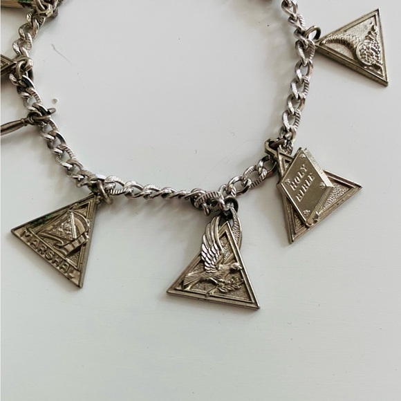 Sterling Silver Charlas Bracelet - Sorority - Pyramids - Vintage - Picture 10 of 13
